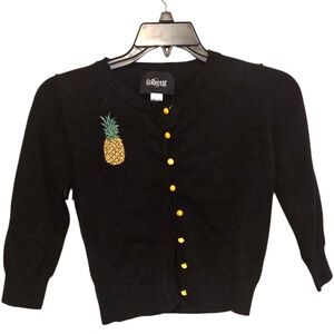 Collectif London Black Pineapple Embroidered Cardigan 2XL Retro Rockabilly